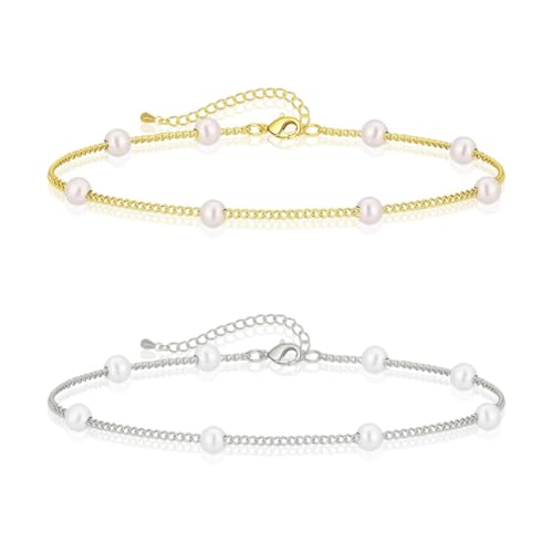 2 Stück Perlenarmbänder Für Damen, Elegante Armbänder, Modische Und Vielseitige Armbänder, Einfache Armbänder, Bekleidungsaccessoires von SLAXJNE
