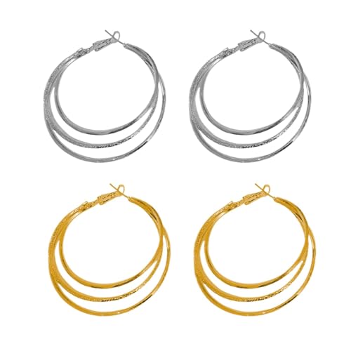 SLAXJNE 2 Paar Metall-Creolen, Modische Statement-Ohrringe, Einfache Ohrringe, Damen-Ohrringe, Damenschmuck, Bekleidungszubehör SLAXJNE 2 Paar Metall-Creolen, Modische Statement-Ohrringe, Einfache Ohrringe, Damen-Ohrringe, Damenschmuck, Bekleidungszubehör von SLAXJNE