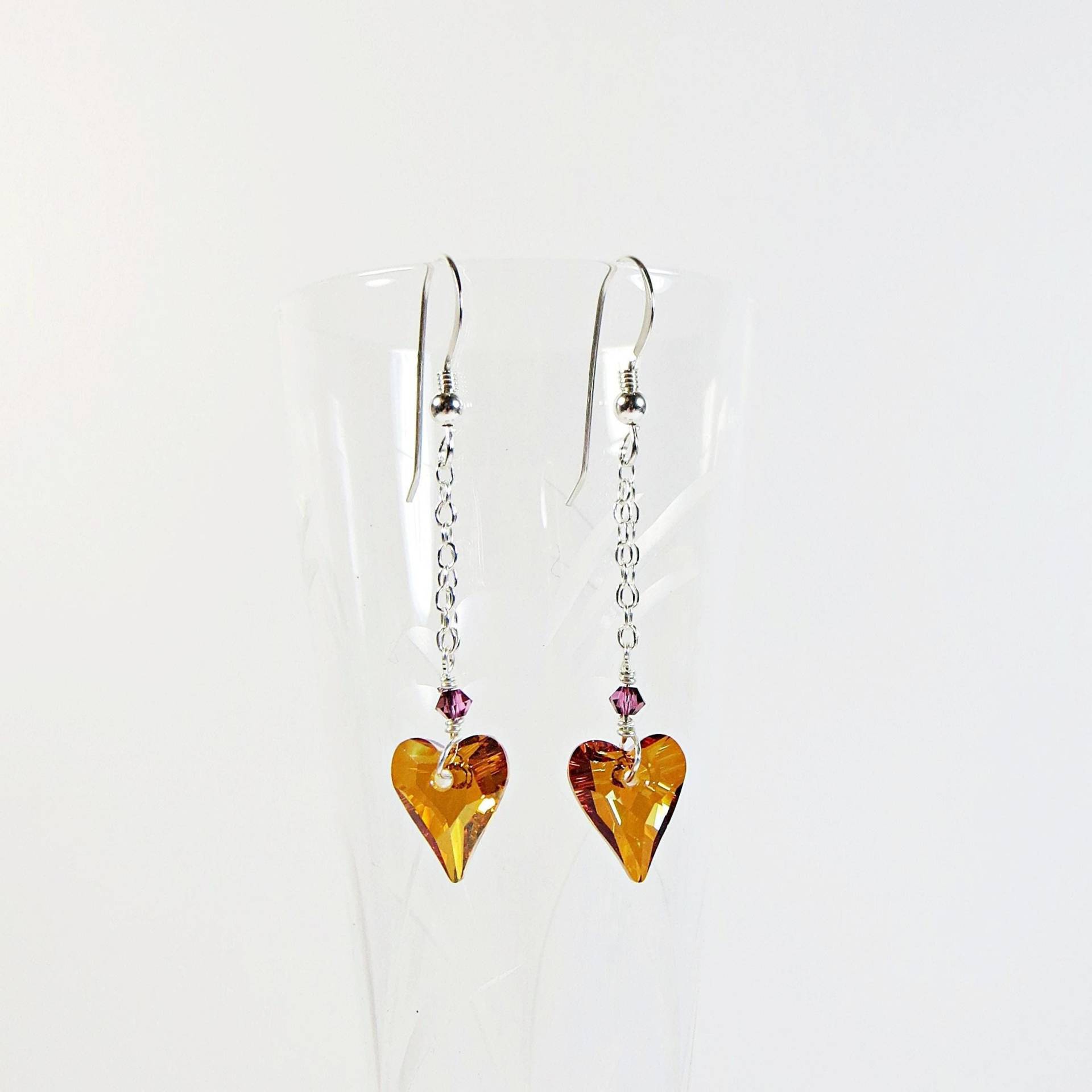 Swarovski Crystal Heart Ohrringe, Copper Ohrringe Mit Sterling Silber, On A Silver Chain Necklaces Swarovski Crystal Heart Ohrringe, Copper Ohrringe Mit Sterling Silber, On A Silver Chain Necklaces von SLCDesignsUK