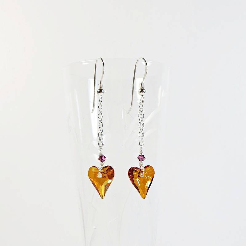 Swarovski Crystal Heart Ohrringe, Copper Ohrringe Mit Sterling Silber, On A Silver Chain Necklaces Swarovski Crystal Heart Ohrringe, Copper Ohrringe Mit Sterling Silber, On A Silver Chain Necklaces von SLCDesignsUK