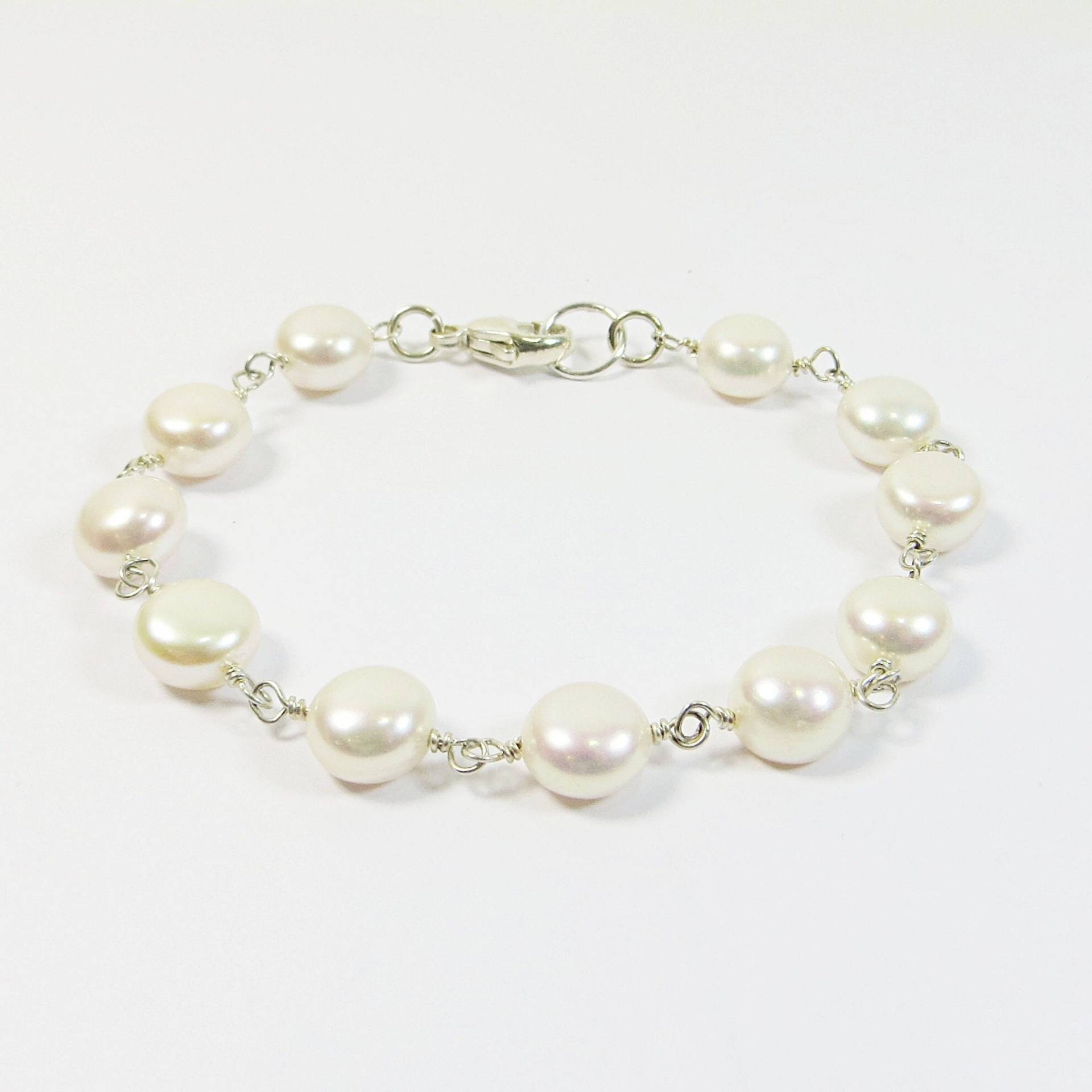 Zarte Süßwasserperlen Armband, Münze Armband W Sterling Silber, Qualität Einfache Cremige Luxus Süßwasserperlenarmband Zarte Süßwasserperlen Armband, Münze Armband W Sterling Silber, Qualität Einfache Cremige Luxus Süßwasserperlenarmband von SLCDesignsUK