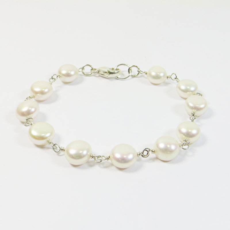 Zarte Süßwasserperlen Armband, Münze Armband W Sterling Silber, Qualität Einfache Cremige Luxus Süßwasserperlenarmband Zarte Süßwasserperlen Armband, Münze Armband W Sterling Silber, Qualität Einfache Cremige Luxus Süßwasserperlenarmband von SLCDesignsUK