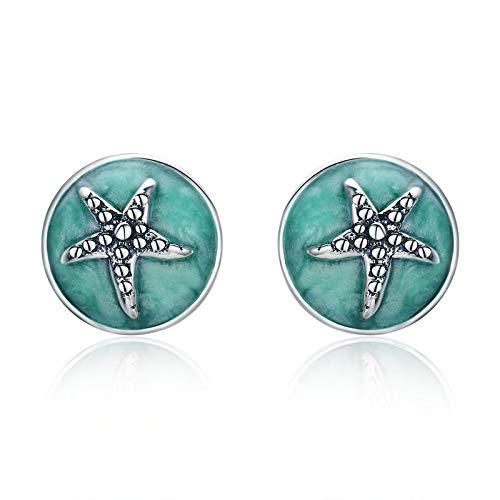 100% 925 Fantasy Seestarfish Round Small Stud Ohrringe für Frauen klare Modeohrringe Schmuck von SLCHJX