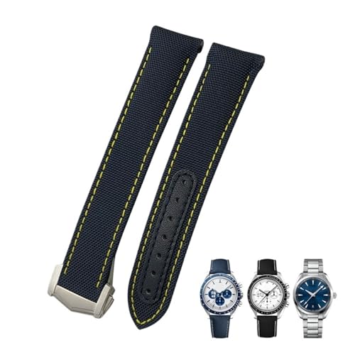 19 mm 20 mm 21 mm hohe Dichte Nylon -Leinwand gekrümmte Ende Watchband Fit für Omega Seamaster 300 AT150 Speedmaster Longines Uhrengurt von SLCHJX