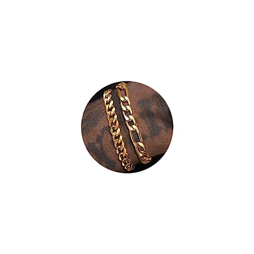2pcs Edelstahlarmbänder für Männer Gold Silber Kubanglied Figaro Seilkette Armband Set Bordsteine Breite Robust 2pcs Edelstahlarmbänder für Männer Gold Silber Kubanglied Figaro Seilkette Armband Set Bordsteine Breite Robust von SLCHJX