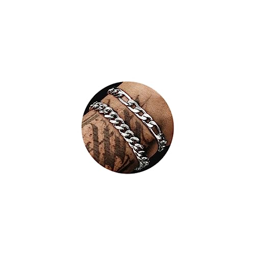 2pcs Edelstahlarmbänder für Männer Gold Silber Kubanglied Figaro Seilkette Armband Set Bordsteine Breite Robust 2pcs Edelstahlarmbänder für Männer Gold Silber Kubanglied Figaro Seilkette Armband Set Bordsteine Breite Robust von SLCHJX