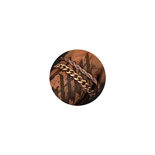 2pcs Edelstahlarmbänder für Männer Gold Silber Kubanglied Figaro Seilkette Armband Set Bordsteine Breite Robust 2pcs Edelstahlarmbänder für Männer Gold Silber Kubanglied Figaro Seilkette Armband Set Bordsteine Breite Robust von SLCHJX