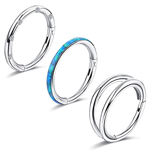 3 PCs Chirurgische Stahlnasenringe Reifen für Frauen 16G CZ Opal Clicker Septum Ring Hinged Segment Lippennasenringe Ohrring Helix Knorpel Tragus Piercing Schmuck 8mm 10mm 3 PCs Chirurgische Stahlnasenringe Reifen für Frauen 16G CZ Opal Clicker Septum Ring Hinged Segment Lippennasenringe Ohrring Helix Knorpel Tragus Piercing Schmuck 8mm 10mm von SLCHJX