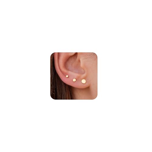 3 Paare 14K Gold Bolzenohrringe für Frauen Hypoallergene 925 Sterling Silber Post Zierzweigs Silberknorpel Tragus Ohrringe Stapel Set Trendy Small Diamond Heart Multipler Piercing -Schmuck für Männer von SLCHJX