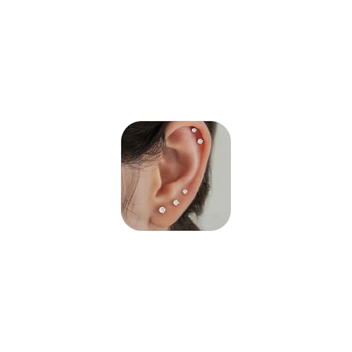 5 Paar flache Rückenohrringe Stift Gold Fadenloser Tragus -Knorpel für Frauen Männer 925 Sterling Silber Post 14k Gold hypoallergene Ohrring -Set für mehrere durchdringende Nasenmedusa Piercing von SLCHJX