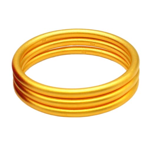 6 Pack Gold Armreifen Armbänder für Frauen fest dünne stapelbare Armreifen real Gold plattiert Kupfer Minimalistische Handgelenk Armband Set für den täglichen Verschleiß von SLCHJX