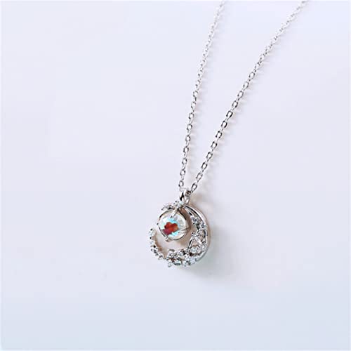 925 Silber Anhänger Halskette für Frauen Mondstein Mond Mini Malachit Anhänger Medaillon Layered Halsketten Statement-Silver von SLCHJX