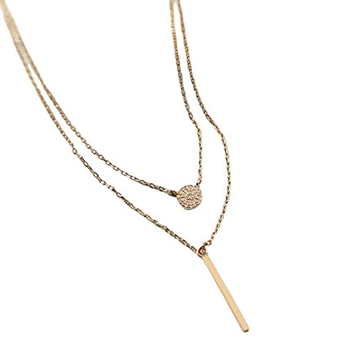 925 Silber Elegante Doppelschicht Geometrische Anhänger Halskette Mode Schmuck Einfache Schlüsselbeinkette für Frauen Hochzeitsfeier Bijoux-Gold 925 Silber Elegante Doppelschicht Geometrische Anhänger Halskette Mode Schmuck Einfache Schlüsselbeinkette für Frauen Hochzeitsfeier Bijoux-Gold von SLCHJX