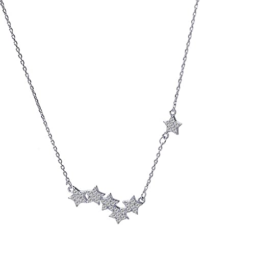 925 Silber Zirkon Star Anhänger klassisches Temperament Colarmbone Kette Mode Halskette Frauen & Mädchen Silber von SLCHJX