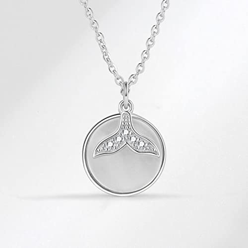 925 Silver Square Fischschwanz Halskette Einfache Temperament Halskette für Frauen Weit feiner Schmuck Hochzeitsfeier Geburtstagsgeschenk-Silver von SLCHJX
