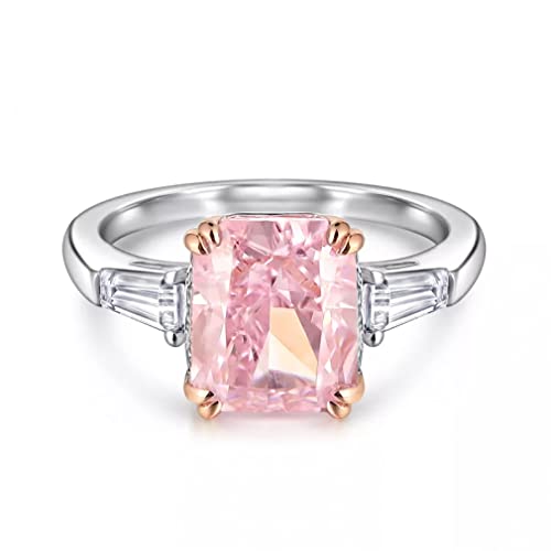 925 Sterling Silber Pink High Carbon Diamond Eheringe für Frauen funkelnde Verlobung Schmuck Geschenk von SLCHJX