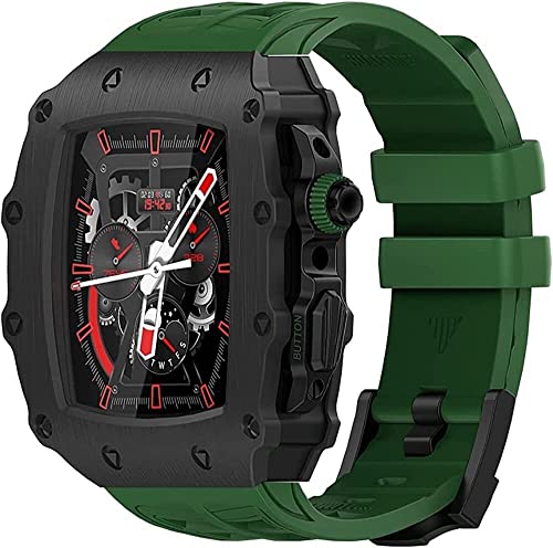 Alloy Watch Case Rubber Watch Band Modification Kit ， für 8 7 45 mm ， Luxus -Upgrade Edelstahl -Männer Watch Case Gurt ， für Serie 6 5 4 Se 44mm von SLCHJX