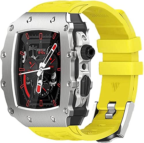 Alloy Watch Case Rubber Watch Band Modification Kit ， für 8 7 45 mm ， Luxus -Upgrade Edelstahl -Männer Watch Case Gurt ， für Serie 6 5 4 Se 44mm von SLCHJX