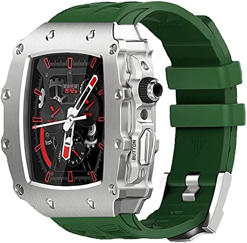Alloy Watch Case Rubber Watch Band Modification Kit ， für 8 7 45 mm ， Luxus -Upgrade Edelstahl -Männer Watch Case Gurt ， für Serie 6 5 4 Se 44mm von SLCHJX