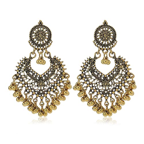 Ball Tassel Statement Dangle Ohrringe für Frauen Mädchen Vintage Blumenherzgeschachte Kronleuchter Drop baumeln von SLCHJX