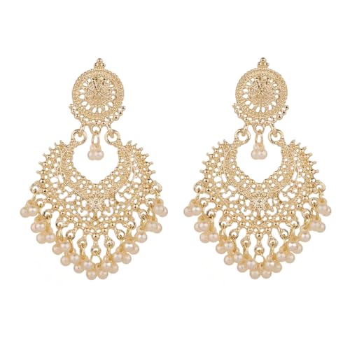 Ball Tassel Statement Dangle Ohrringe für Frauen Mädchen Vintage Blumenherzgeschachte Kronleuchter Drop baumeln von SLCHJX