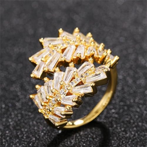 Blattgold verstellbar für Frauen Personalisierte leichte Luxusring Jubiläum Schmuck Geschenk Elegant Trendy einzigartige Ringe Geschenk von SLCHJX