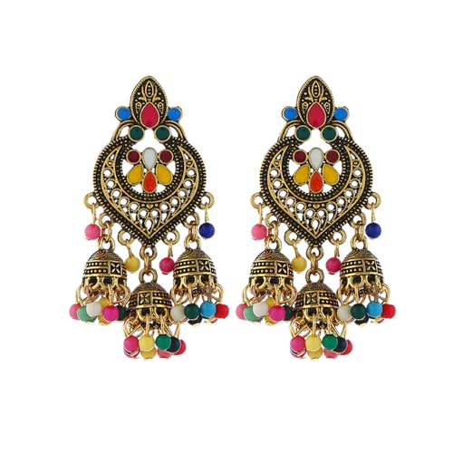 Chandellier Jhumka Statement Dangle Ohrringe für Frauen Vintage Large Blumenball Perle Quaste Tassel Drop baumeln von SLCHJX