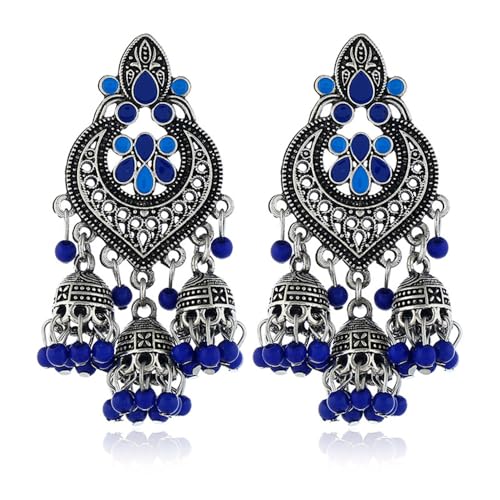 Chandellier Jhumka Statement Dangle Ohrringe für Frauen Vintage Large Blumenball Perle Quaste Tassel Drop baumeln von SLCHJX