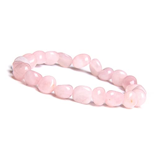 Charm Schmuck Edelsteinarmband, Perlen Armbänder Natural Unregels Rosenquarz Perlen Bangles Elastic Crystal Armband Mode Kristallschmuck für Männer Frauen von SLCHJX
