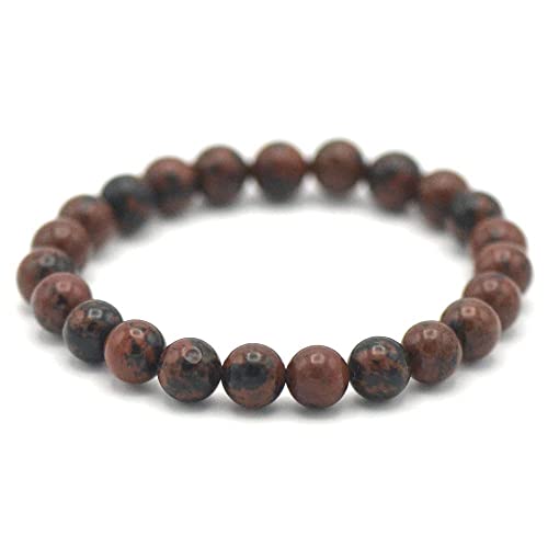 Charme Schmuck Perlen Armbänder, Perlenarmbänder natürliche Mahagoni -Obsidian -Steinperlen Bangles Elastizität Kristallarmband Reiki Kristallschmuck für Männer Frauen von SLCHJX