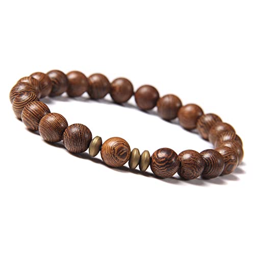 Charme Schmuck Perlen Armbänder, Perlenarmbänder natürliche braune Streifen Steinperlen Armreifen Elastizität Kristallarmband Reiki Kristallschmuck für Männer Frauen von SLCHJX