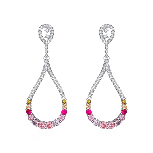 Damen Juwely Teardrop Form Pendellohrringe mit Steinkubikzirkonia Ball Leichte Frauenohrringe Frauen Ohrringe eingelegt von SLCHJX