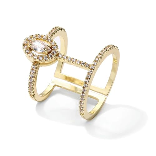 Doppel -Hoop -Spleißen mit CZ verstellbaren Ringen für Frauen Geometrische Ringparty Schmuck Personalisierte leichte Luxusring von SLCHJX