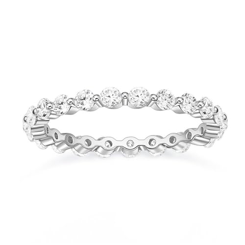 Einfacher S925 Sterling Silber Ehering mit Zirkon Valentinstag Geschenkvergütung Ring -Geburtstagsfeier Leicht Luxusgeschenk von SLCHJX