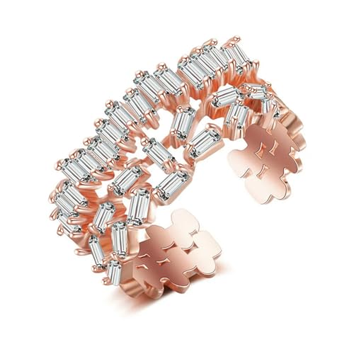 Einzigartige dreischicht Gold Silber Roségold mit CZ Verstellbarer Ring Frauen Trendy Party Schmuck Personalisierten leichten Luxusring von SLCHJX