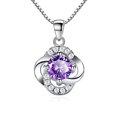 Feine lila Blüten Zirkon Silber Anhänger Neckalce Frauen Schmuck Charme CZ Schlüsselblatt Kette von SLCHJX