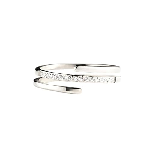 Frauen in iNS Style Light Luxus S925 Sterling Silber Doppelschicht Kreuz Ring Minimalist Ring Schmuck Vorschlag Geburtstag Geschenk von SLCHJX