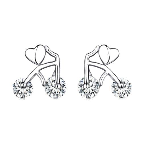 Generische funkelnde Herz -Clear -Ohrringe für Frauen echte 925 Hengste Schmuck für Hochzeits Engagement von SLCHJX