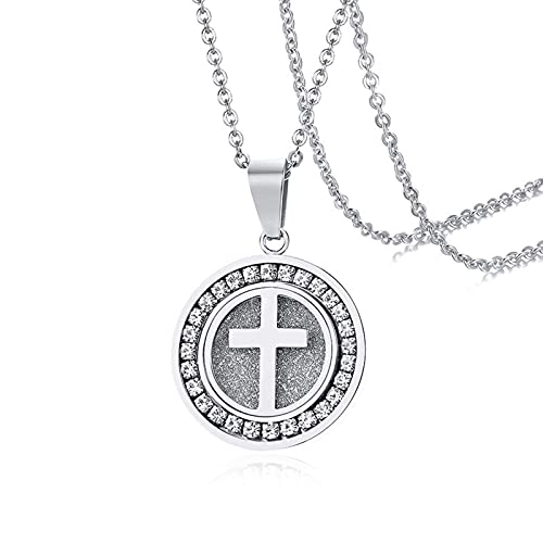 Goldfarbe Titanium Stahl Kreuz Kruzifix Kristall Anhänger Halskette für Männer Frauen Gebet Jesus Halskette Schmuck Schmuck von SLCHJX