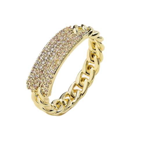 Goldkettenring mit CZ Ringen für Frauen Punk -Finger Ring Licht Luxus Engagement Hochzeit Schmuck beste Geschenk für Freunde von SLCHJX