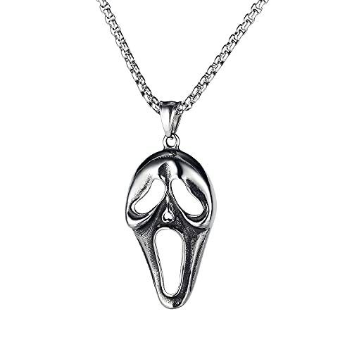 Gothic Retro Edelstahl Geistermaske Anhänger Halskette für Männer Jungen Punk Fashion Schädel Schmuck Horrorgot Retro Edelstahl Geistermaske für Männer Jungen Schmuck Halloween Gothic Retro Edelstahl Geistermaske Anhänger Halskette für Männer Jungen Punk Fashion Schädel Schmuck Horrorgot Retro Edelstahl Geistermaske für Männer Jungen Schmuck Halloween von SLCHJX