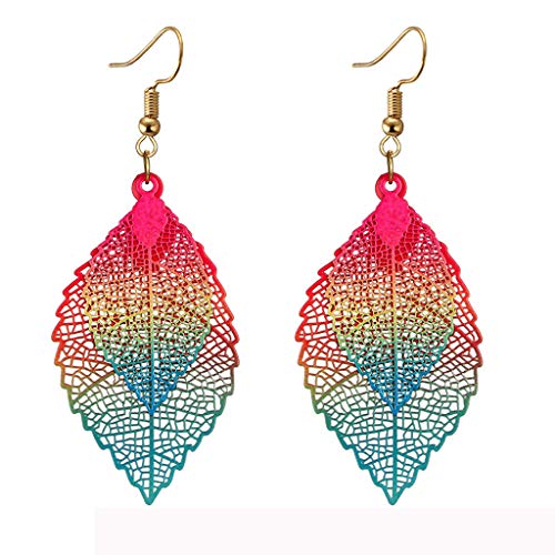 Haken Drop Fashion Metal Anhänger Blatt hohle farbenfrohe Schmuck Damen Ohrringe Ohrringe von SLCHJX