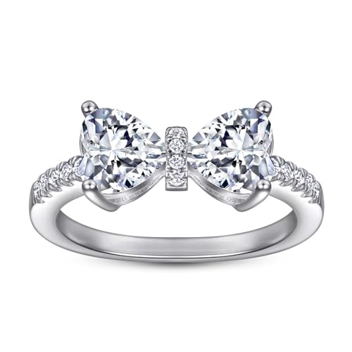 INS -Stil Frauen S925 Sterling Silber Bogen herzförmig Zirkon Ring Schmuck Leuchte Luxus Ring Jubiläums Geburtstagsfeier Geschenk INS -Stil Frauen S925 Sterling Silber Bogen herzförmig Zirkon Ring Schmuck Leuchte Luxus Ring Jubiläums Geburtstagsfeier Geschenk von SLCHJX