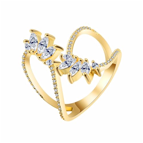 INS -Stil Gold Silber Roségold mit CZ Elegante verstellbare Ringe Geometrischer Schmuck für Frauen Party Bestes Geschenk für Freunde von SLCHJX