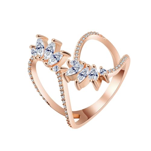INS -Stil Gold Silber Roségold mit CZ Elegante verstellbare Ringe Geometrischer Schmuck für Frauen Party Bestes Geschenk für Freunde von SLCHJX