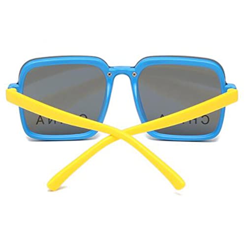 Kinder Polarisierte Brille UV400 Anti-Ultraviolett Sonnenbrille Quadratisch Großer Rahmen Kinderbrille (Blauer Rahmen, Gelbe Beine), gelb von SLCHJX