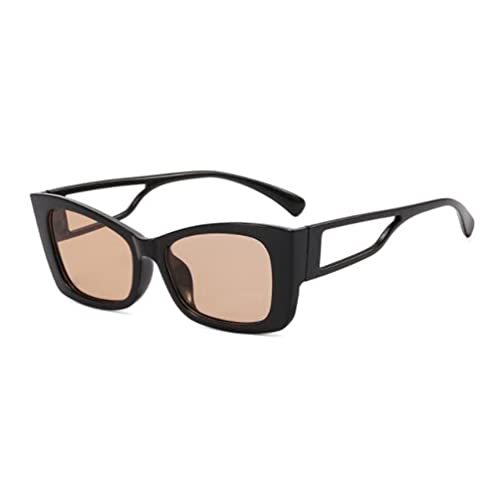 Kleine quadratische Sonnenbrille mit dicken Beinen, hohle S-Sonnenbrille für Damen und Herren, Bright Black Tea, Einheitsgröße von SLCHJX