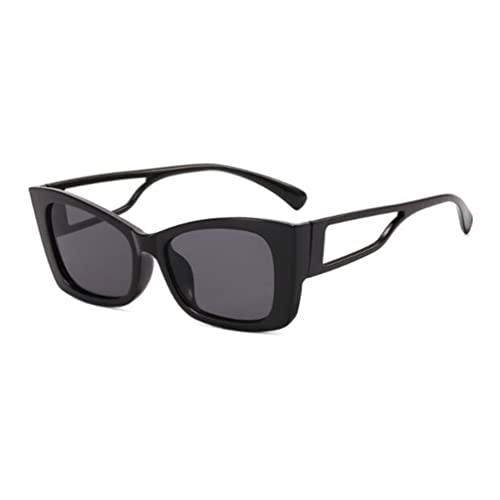 Kleine quadratische Sonnenbrille mit dicken Beinen, hohle S-Sonnenbrille für Damen und Herren, Schwarzer Rahmen, graue Flocken, Einheitsgröße von SLCHJX