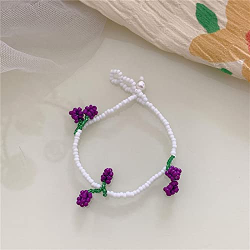 Koreanisch handgefertigt gewebte Obstkragen Halskette für Frauen Neuheit Bohemian süßes Perlen Blumen Halshorn Frauen Geschenkschmuck Schmuck von SLCHJX