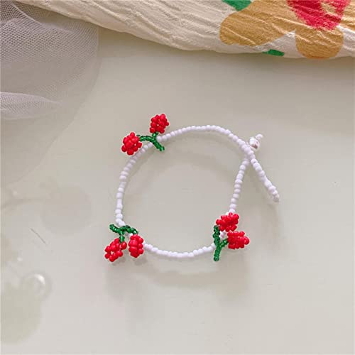 Koreanisch handgefertigt gewebte Obstkragen Halskette für Frauen Neuheit Bohemian süßes Perlen Blumen Halshorn Frauen Geschenkschmuck Schmuck von SLCHJX